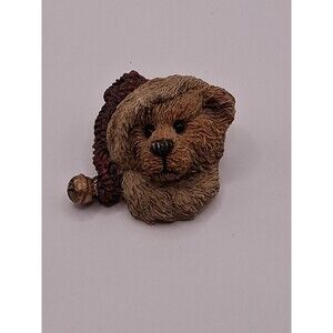 Vintage Christmas Boyd's Bear with Red Santa Hat Brooch Pin Holidays Retired